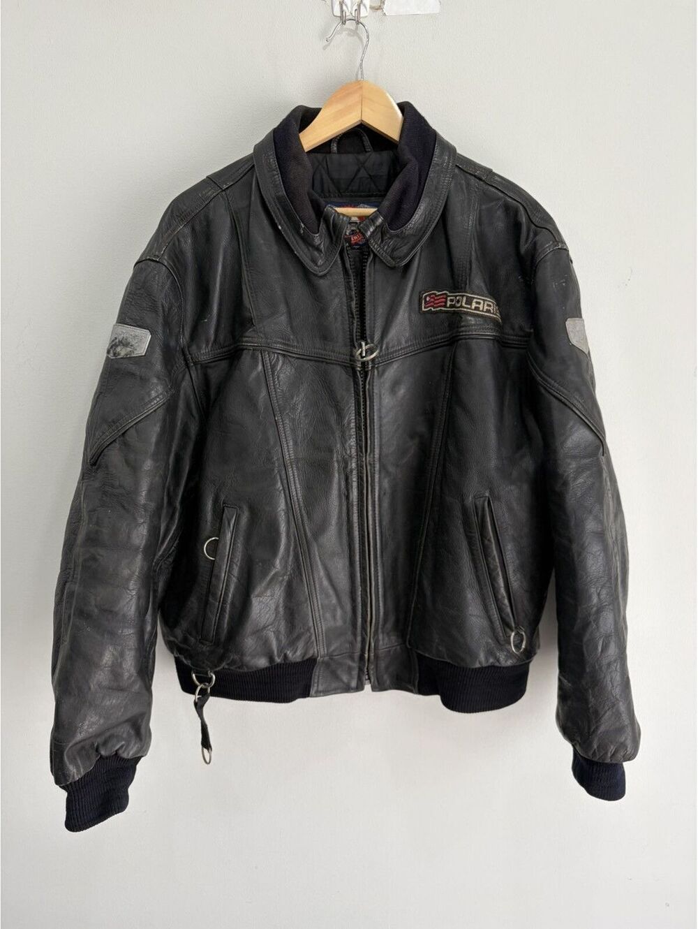 Vintage Polaris Leather Heavy Jacket biker motorcycle coat